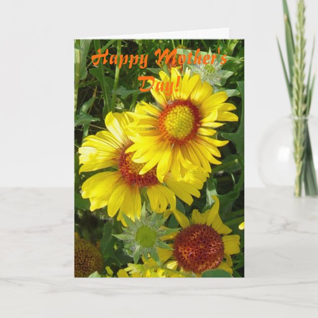 Tarjeta F6 Flores silvestres amarillas Gaillardia (Anverso)