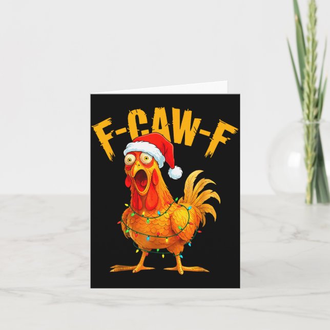 Tarjeta F-caw-f Chicken Fcawf Chicken Christmas Light Sant (Anverso)
