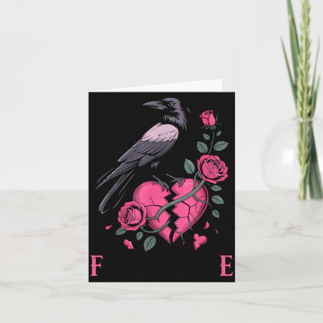 Tarjeta F Caw F Crow Anti San Valentín Oscuro Gótico Brok (Anverso)