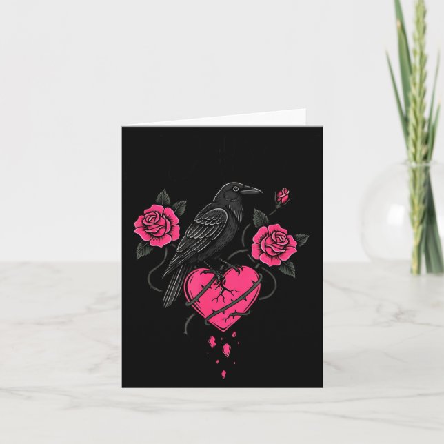 Tarjeta F Caw F Crow Anti Valentine's Day Dark Gothic Brok (Anverso)