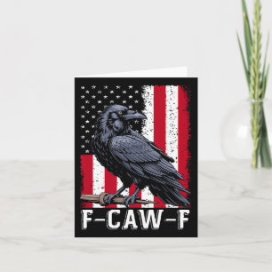 Tarjeta F-caw-f Cuervo Negro Pájaro Negro Bandera Retro Us