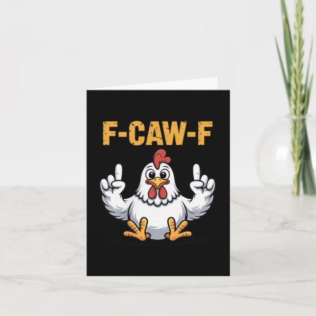 Tarjeta F-caw-f divertido pollo cartoon humor ambiente par (Anverso)