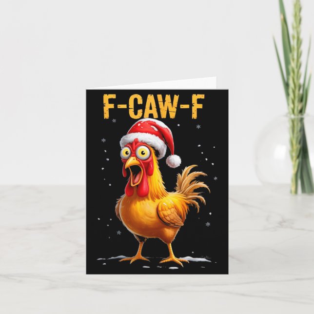 Tarjeta F-caw-f Funny Chicken Humor Meme Christmas Men Wom (Anverso)