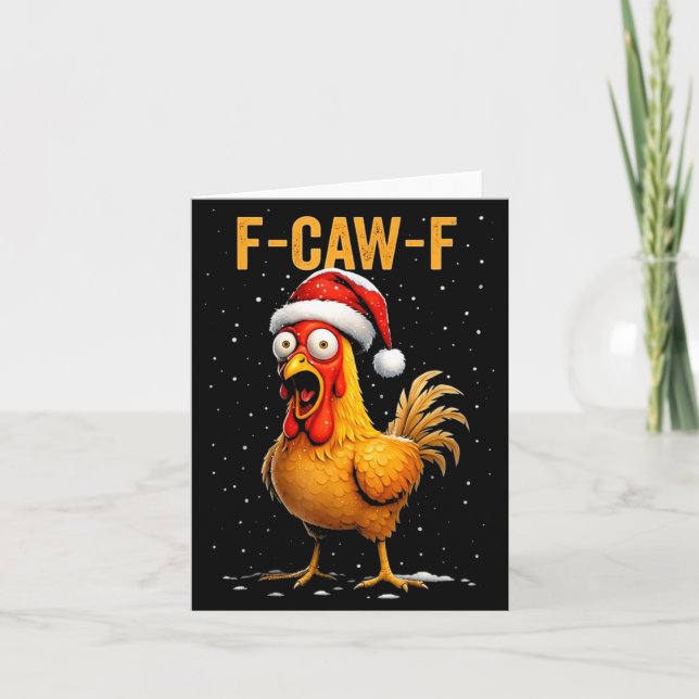 Tarjeta F-caw-f Funny Chicken Humor Meme Christmas Men Wom (Anverso)