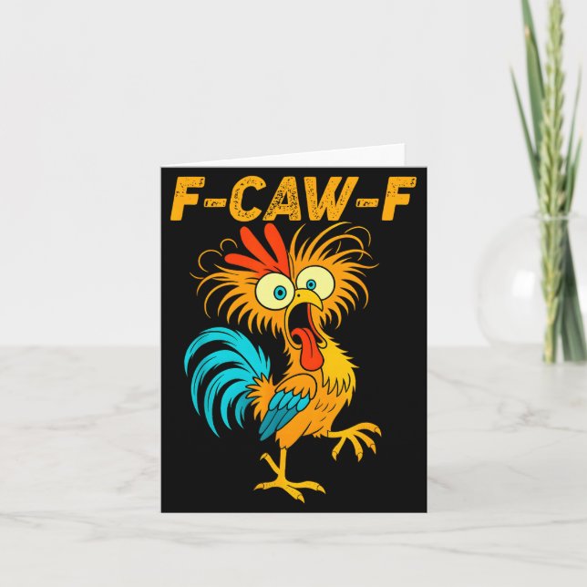 Tarjeta F-caw-f Funny Chicken Humor Quote Rooster Meme  (Anverso)
