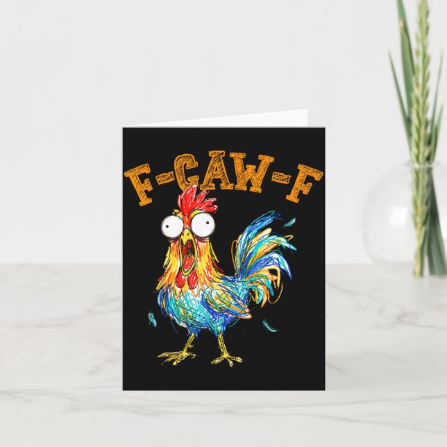 Tarjeta F-caw-f Funny Chicken Humor Quote Rooster Meme  (Anverso)