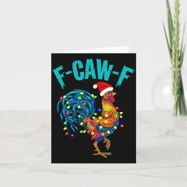 Tarjeta F-caw-f Funny Chicken Humor Rooster Meme Christmas (Anverso)