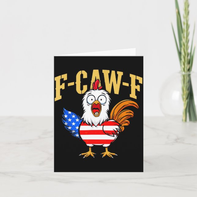 Tarjeta F-caw-f Funny Chicken Humor Usa Flag Quote Rooster (Anverso)