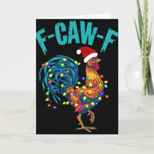 Tarjeta F-caw-f Humor Divertido de Pollo Gallo Meme Navida