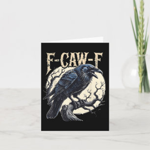 Tarjeta F-caw-f Raven Funny Crow Pun Retro Gothic Aestheti