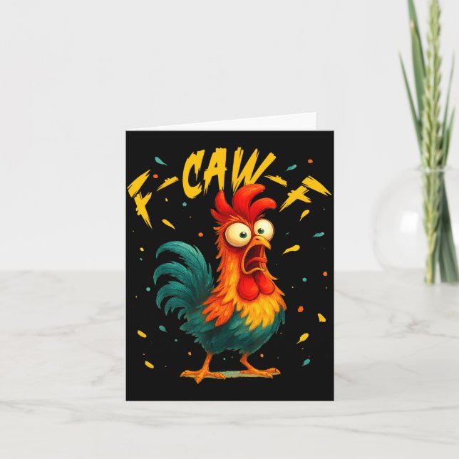 Tarjeta F Caw F Rooster Funny Bird Chicken Whisperer Fawk  (Anverso)