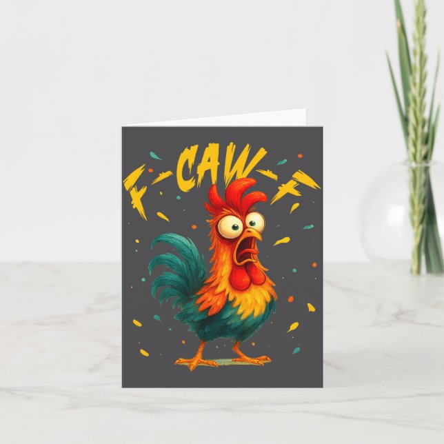 Tarjeta F Caw F Rooster Funny Bird Chicken Whisperer Fawk  (Anverso)