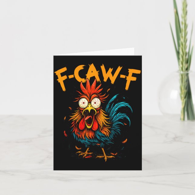 Tarjeta F Caw F Rooster Funny Bird Fcawf Chicken Coffee  (Anverso)