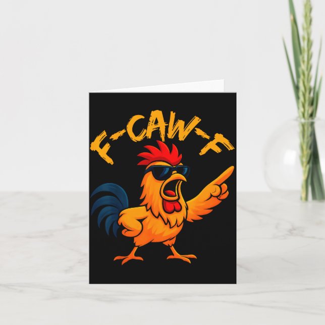 Tarjeta F Caw F Rooster Funny Bird Fcawf Chicken Whisperer (Anverso)