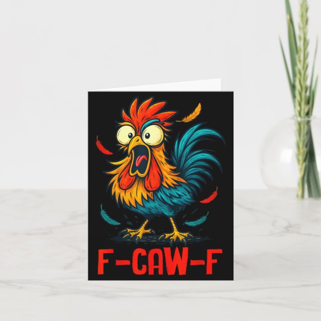 Tarjeta F-caw-f Rooster Meme Funny Chicken Humor Joke Fcaw (Anverso)