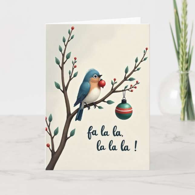 Tarjeta Fa La La Christmas Bird Card (Anverso)