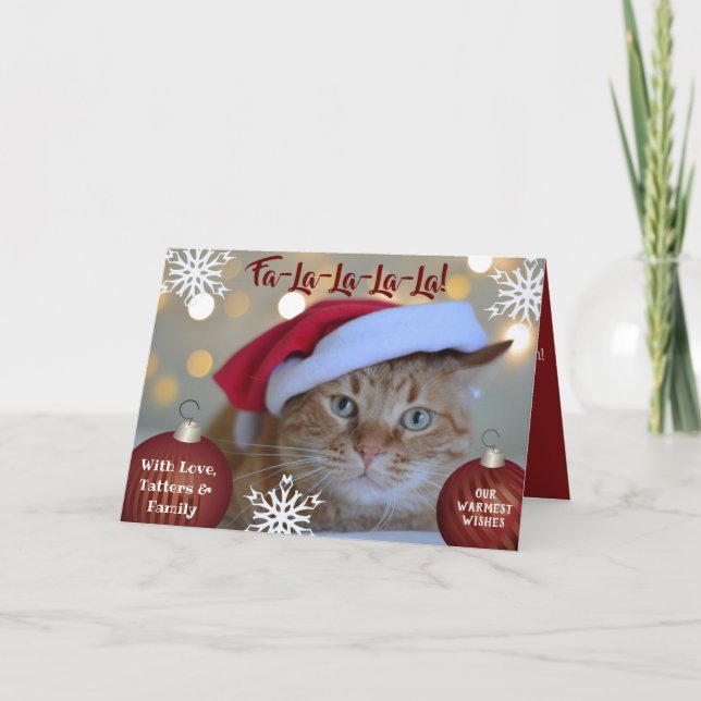 Tarjeta Fa-La-La-La-La-Tus Mascotas fotofestejan vacacione (Anverso)