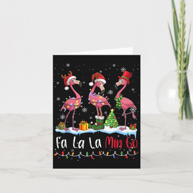 Tarjeta Fa La La La Mingo Flamingo Christmas Lover  (Anverso)