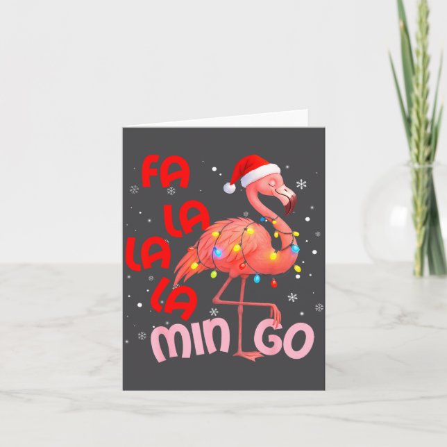 Tarjeta Fa La La La Mingo Flamingo Christmas Men Women Kid (Anverso)