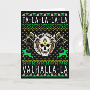 Tarjeta Fa-la-la-la Valhalla-la Dios Vikingo Feo de Navida