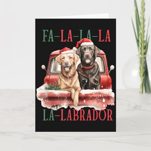 Tarjeta Fa La La Labrador divertida Navidad  (Anverso)