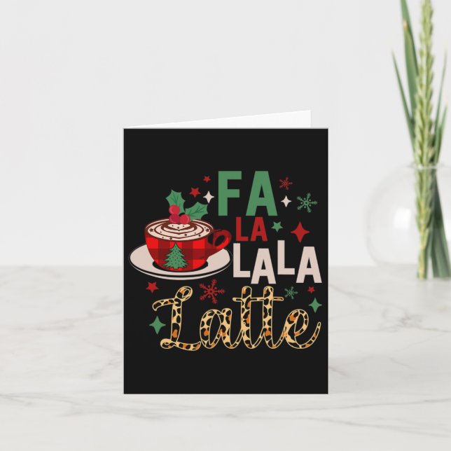 Tarjeta Fa La La Latte Funny Navidades Amantes del Café (Anverso)