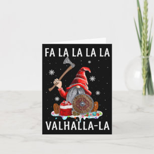Tarjeta Fa La La Valhalla Xmas Gnome Barba Vikingo Arma C