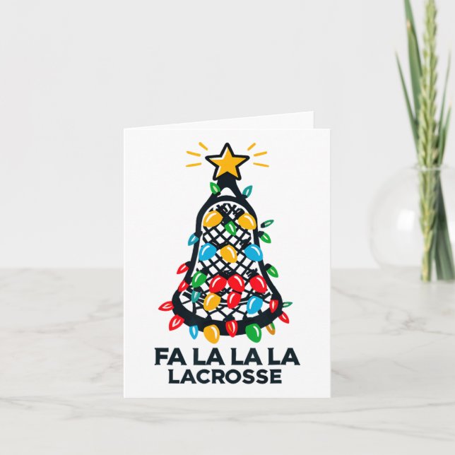 Tarjeta Fa La Lacrosse Player Christmas Tree Enfoca Xma (Anverso)