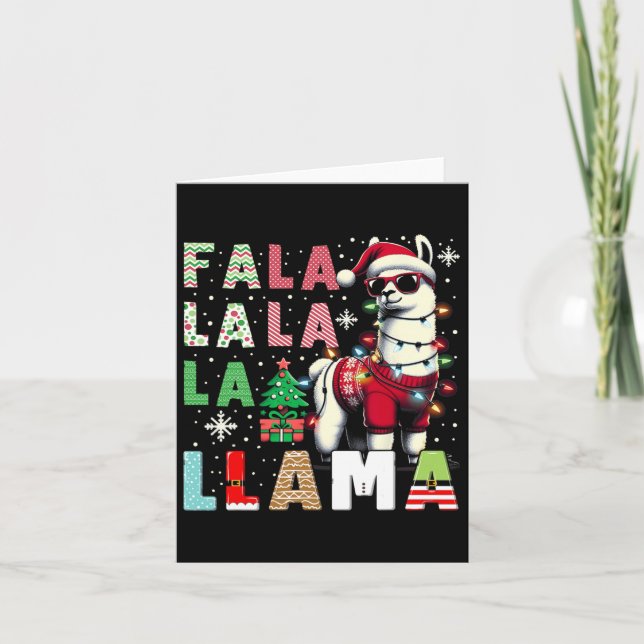 Tarjeta Fa La Llama Es Graciosa Llama Navidades De Animale (Anverso)