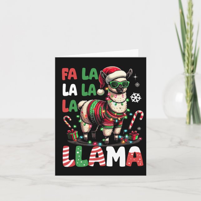 Tarjeta Fa La Llama Es Graciosa Llama Navidades De Animale (Anverso)