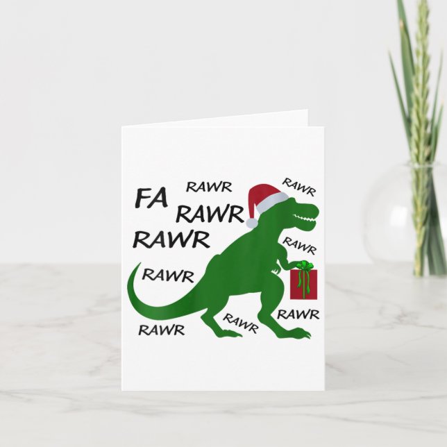 Tarjeta Fa Rawr Dinosaur T-rex Xmas Fiesta Santa T-r (Anverso)