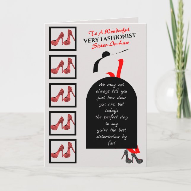 Tarjeta Fab Silhouette Glam Shoes Red Black Happy Birday (Anverso)