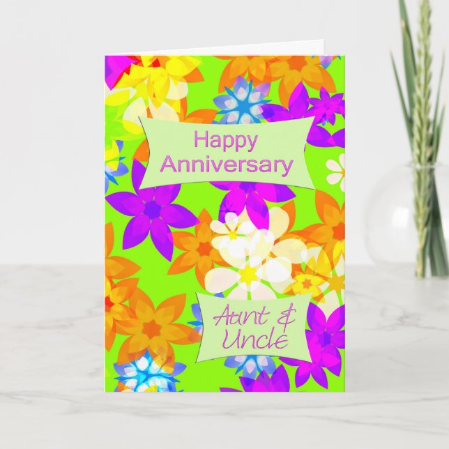 Tarjeta Fabuloso aniversario de flores para tía y tío (Anverso)