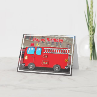 Tarjeta Fabuloso Camión de Fuego y Cumpleaños de la Estaci