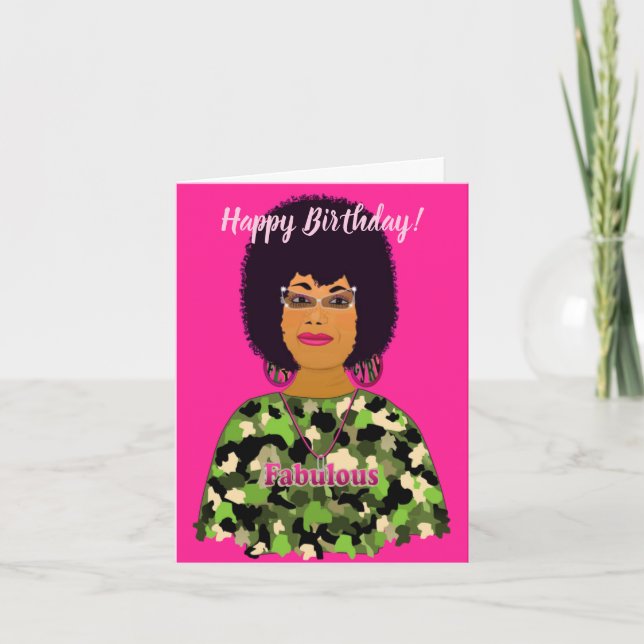 Tarjeta Fabuloso cumpleaños de camuflaje afroamericano (Anverso)