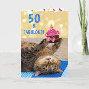 Tarjeta Fabuloso Cumpleaños De Cincuenta Gatos