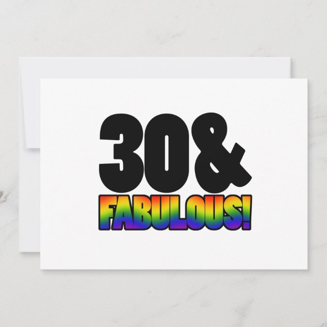 Tarjeta Fabuloso cumpleaños número 30 de los gays (Anverso)