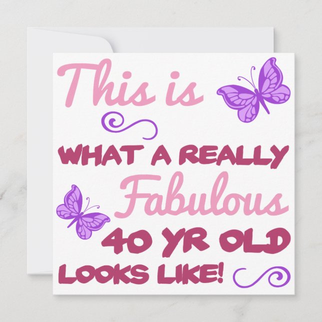 Tarjeta Fabuloso cumpleaños número 40 (Anverso)