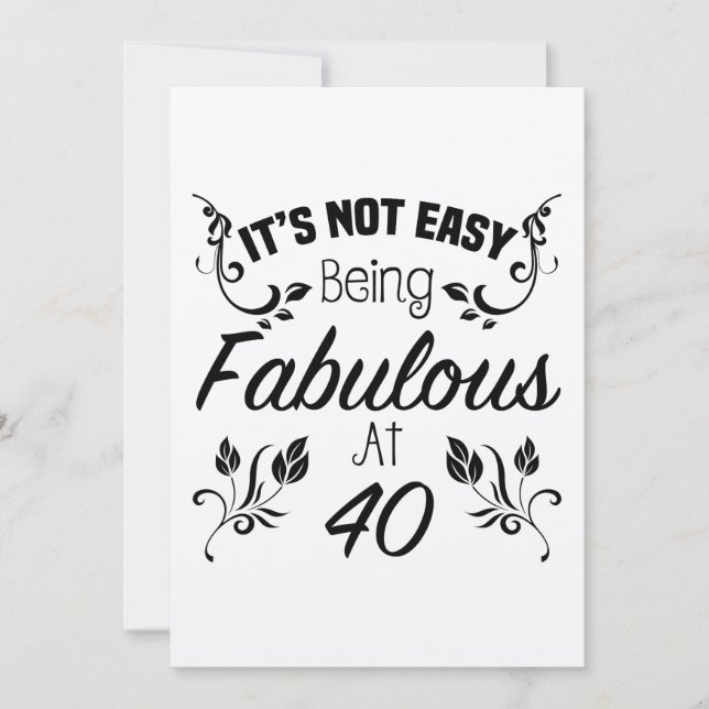 Tarjeta Fabuloso cumpleaños número 40 (Anverso)