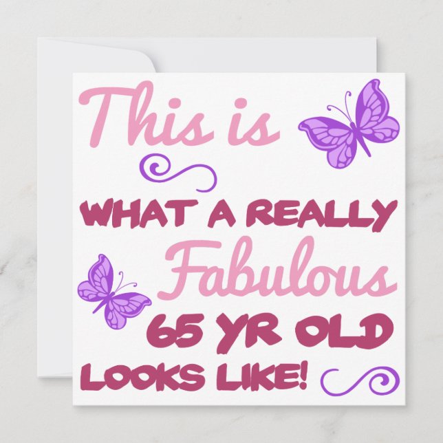 Tarjeta Fabuloso cumpleaños número 65 (Anverso)