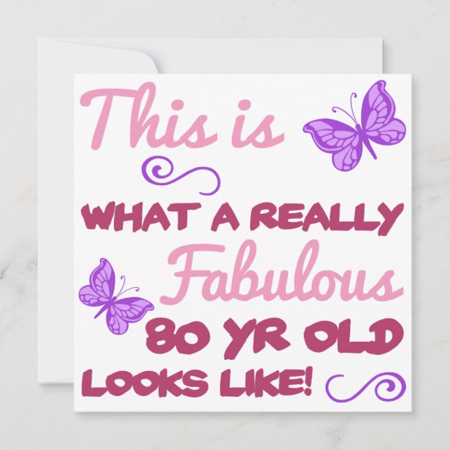 Tarjeta Fabuloso cumpleaños número 80 (Anverso)