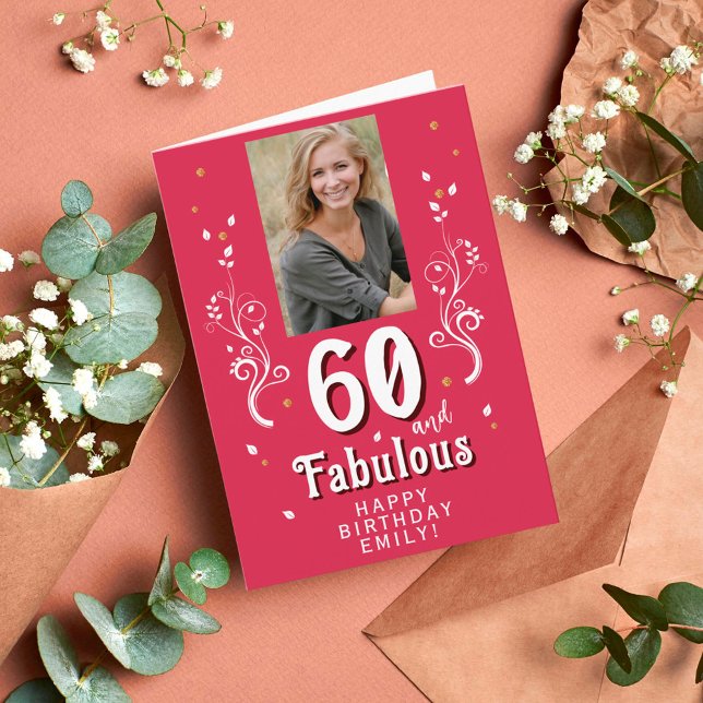 Tarjeta Fabuloso Foliage Magent 60th Birthday Photo (Subido por el creador)