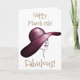 Tarjeta ¡Fabuloso! Mujer elegante con Gorra Feliz 8 de Mar