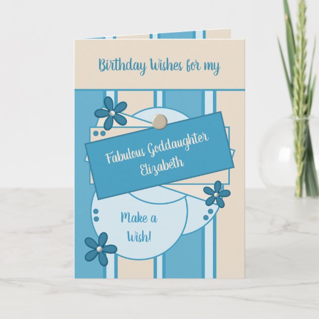Tarjeta Fabuloso padrino El cumpleaños desea azul (Anverso)