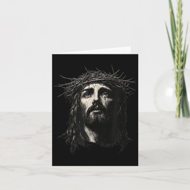 Tarjeta Face Of Jesus Christ Crown Of N Religious Christma (Anverso)