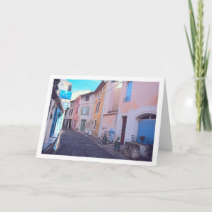 TARJETA "FACHADAS DE CONSTRUCCIÓN COLORIDAS EN LA CALLE EU