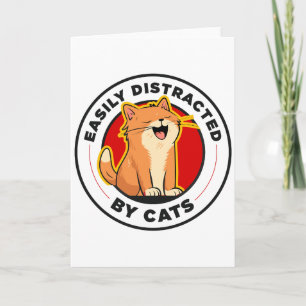 Tarjeta Fácilmente Distraído Por Gatos Diseño Divertido Pa