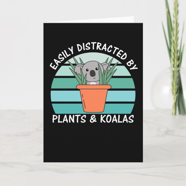 Tarjeta Fácilmente Distraídos Por Plantas Y Plantas Koalas (Anverso)