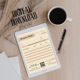 Tarjeta Factura de crema rosa Recepción de ventas Pequeña