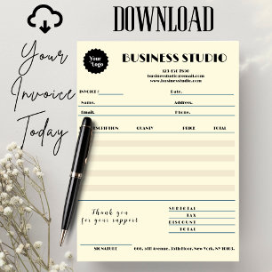 Tarjeta Factura de Mármol Crema Recepción de ventas Pequeñ